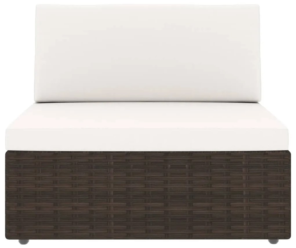 9 pcs conjunto lounge p/ jardim c/ almofadões vime PE castanho