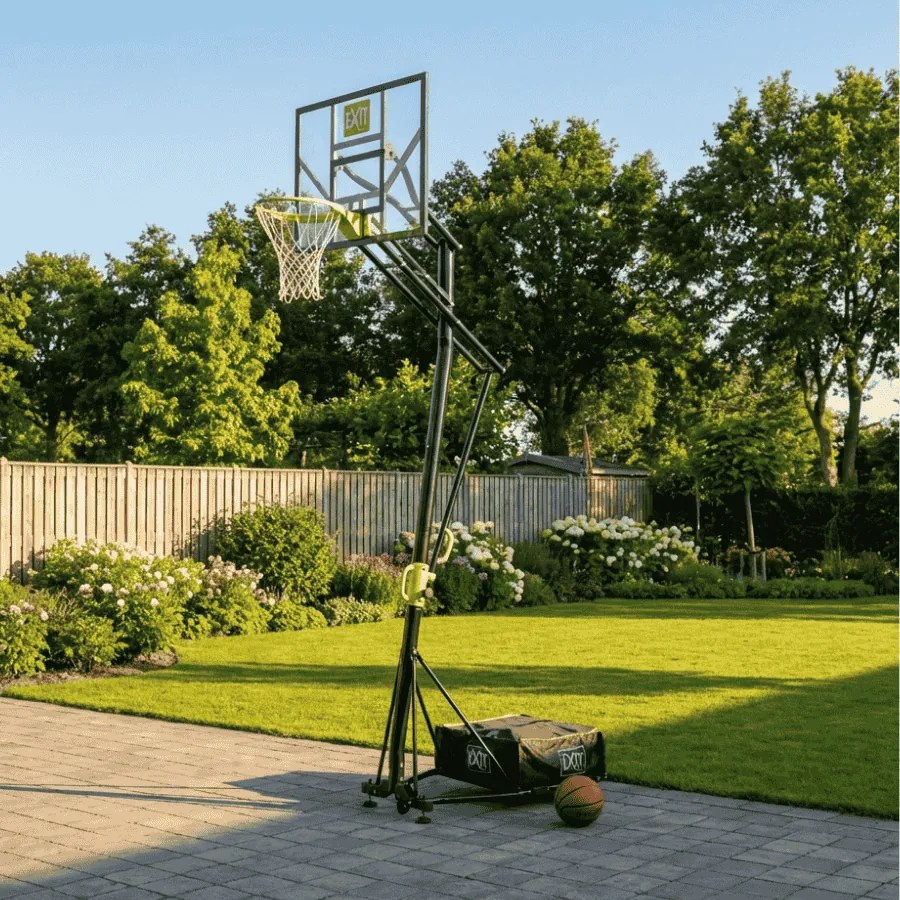 Cesto de basquetebol portátil Galaxy com rodas e altura ajustável verde e preto