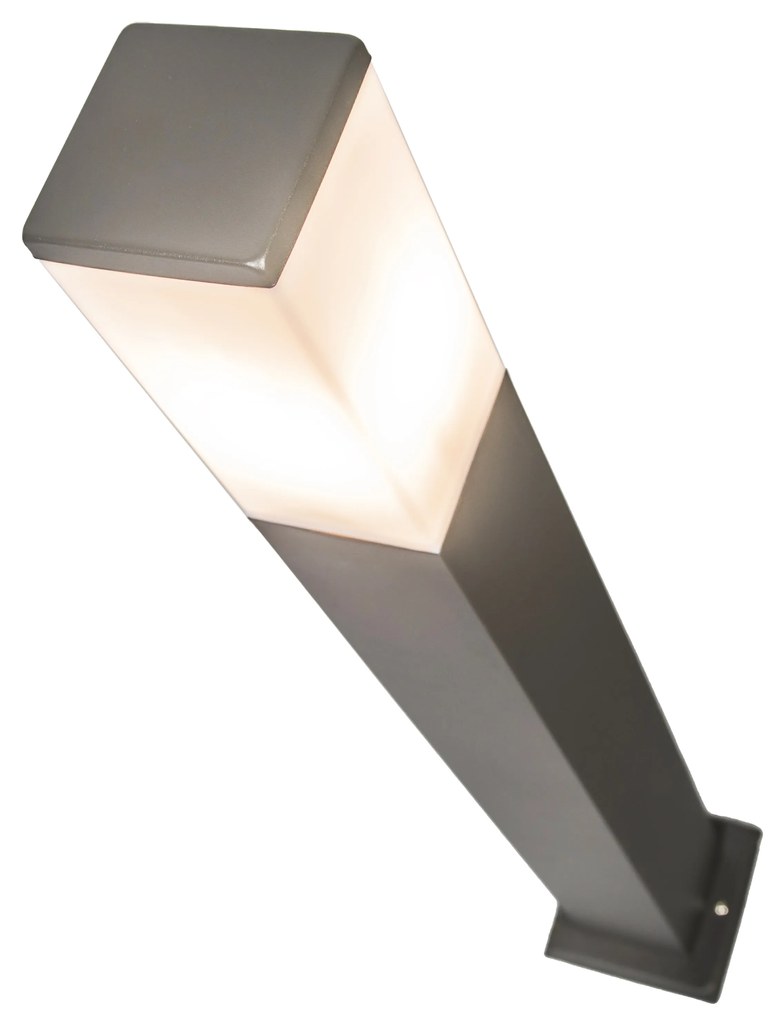 Candeeiro de poste moderno para exterior cinzento escuro com opal 80 cm IP44 - Malios Design,Moderno
