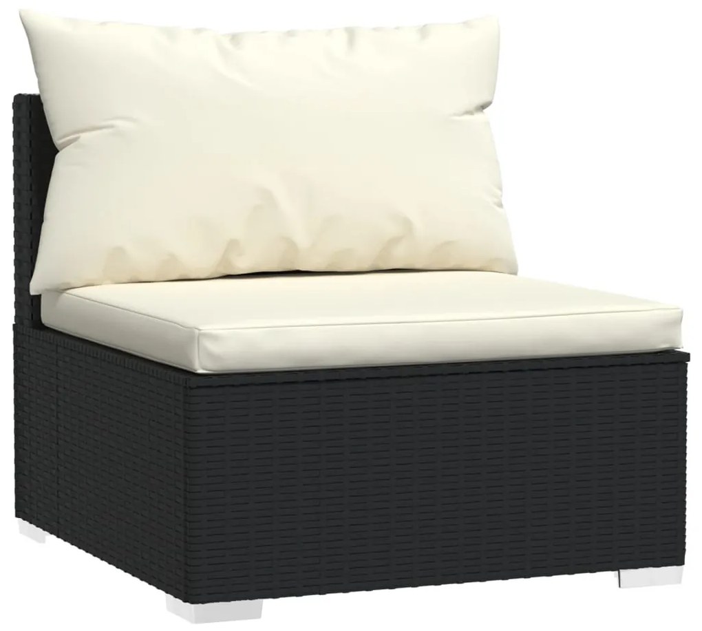 5 pcs conjunto lounge de jardim c/ almofadões vime PE preto