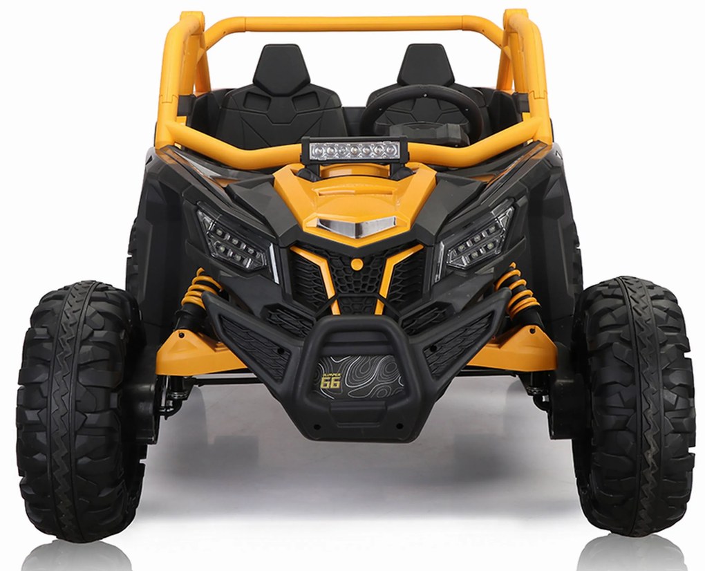 Carro elétrico para Crianças 24V 4x4 2 Lugares Buggy SR SUPER 66 Rodas de espuma EVA, Assento Couro Amarelo