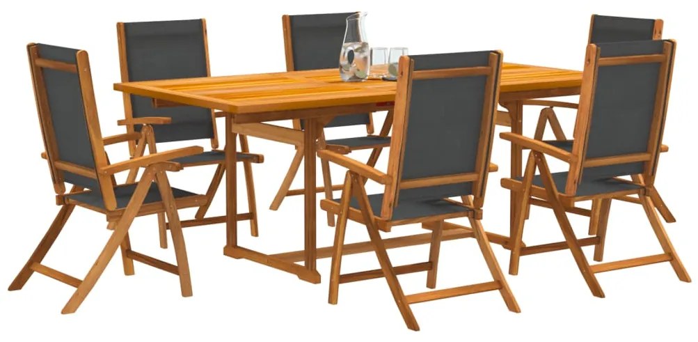 vidaXL 7 pcs conjunto de jantar para jardim acácia maciça e textilene
