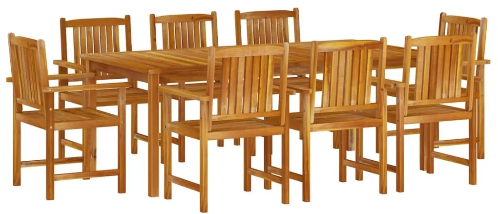 9 pcs conjunto de jantar para jardim madeira de acácia maciça
