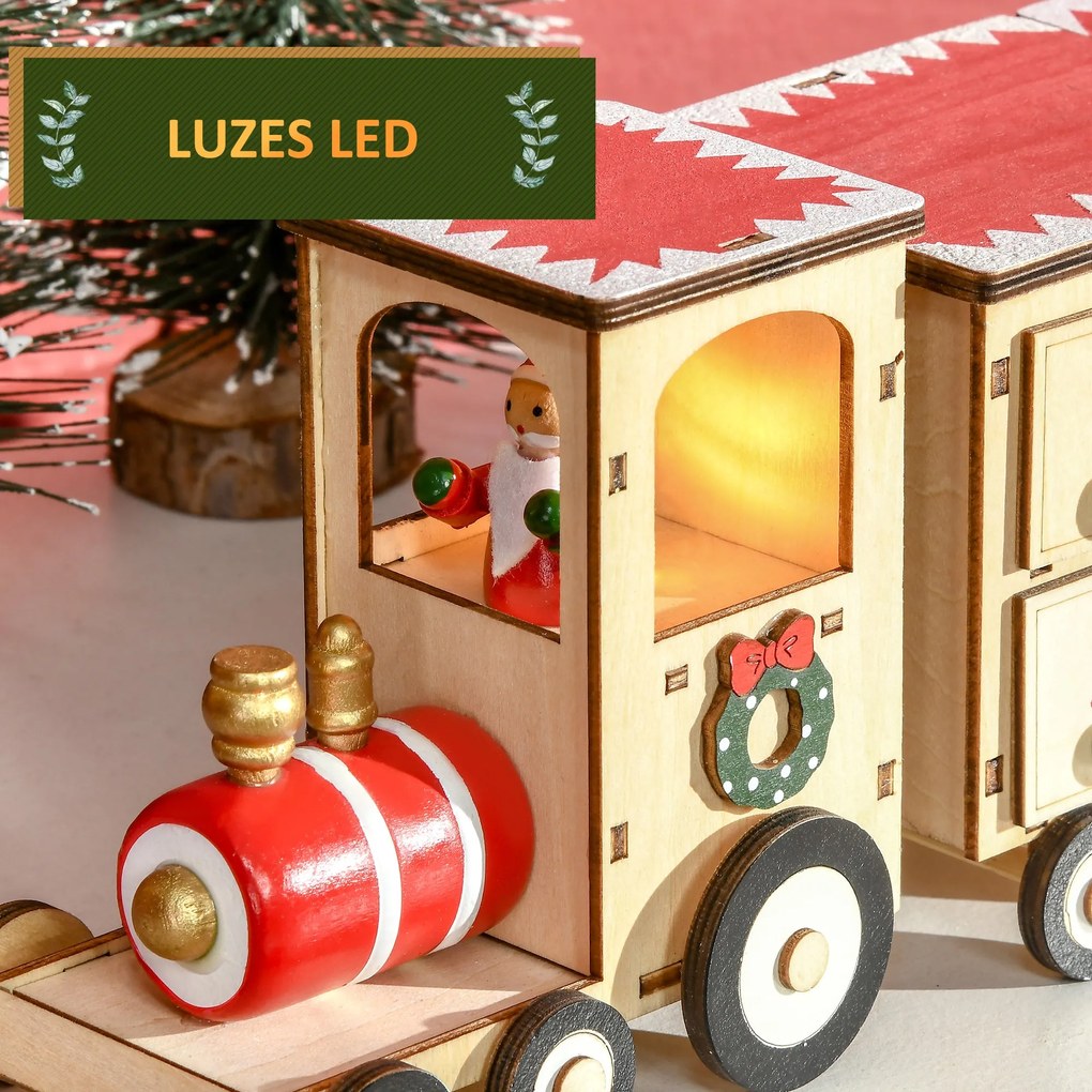 Calendário de Advento de Natal com Luz LED e 24 Gavetas Decoração de N