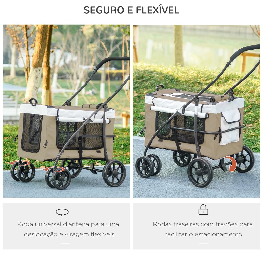 PawHut Carrinho para Animais de Estimação Carrinho para Cães Dobrável