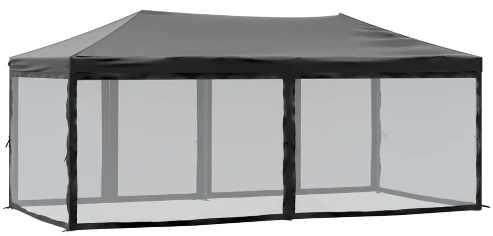 Tenda para festas dobrável com paredes laterais 3x6 m preto