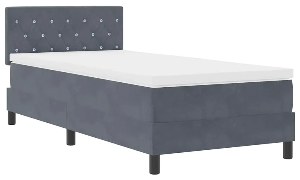 Cama Box Spring com Colchão vidaXL Cinza Escuro 100x200 cm Veludo