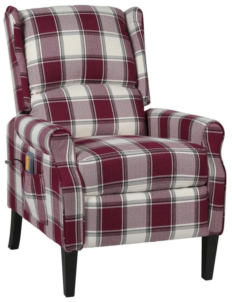 vidaXL Poltrona de massagens reclinável tecido vermelho