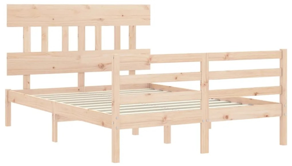 Estrutura de cama com cabeceira 140x190 cm madeira maciça