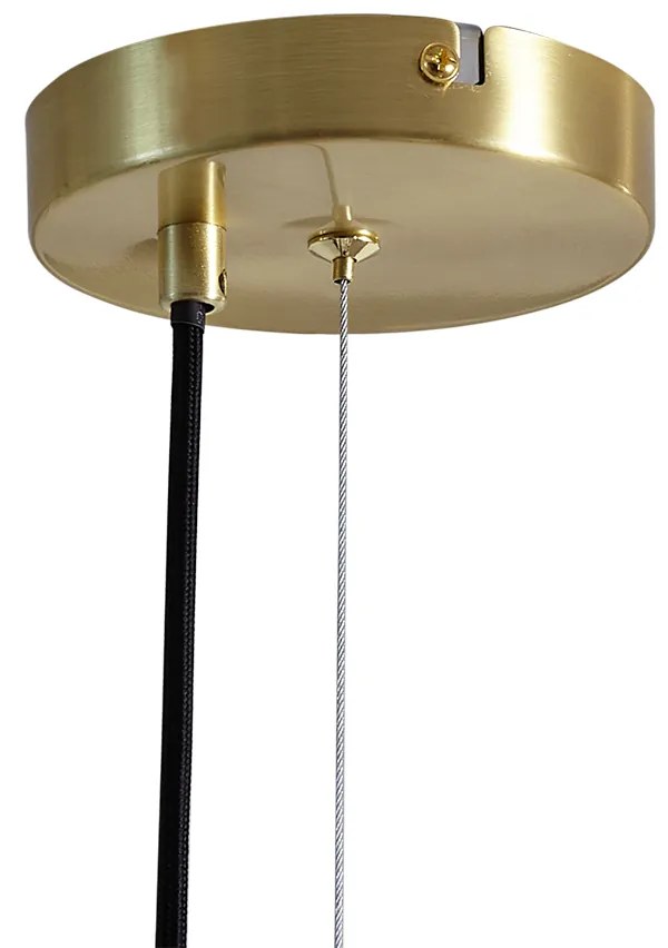Candeeiro suspenso Art Déco dourado com vidro arco-íris 50cm 8-luzes - Uvas Art Deco