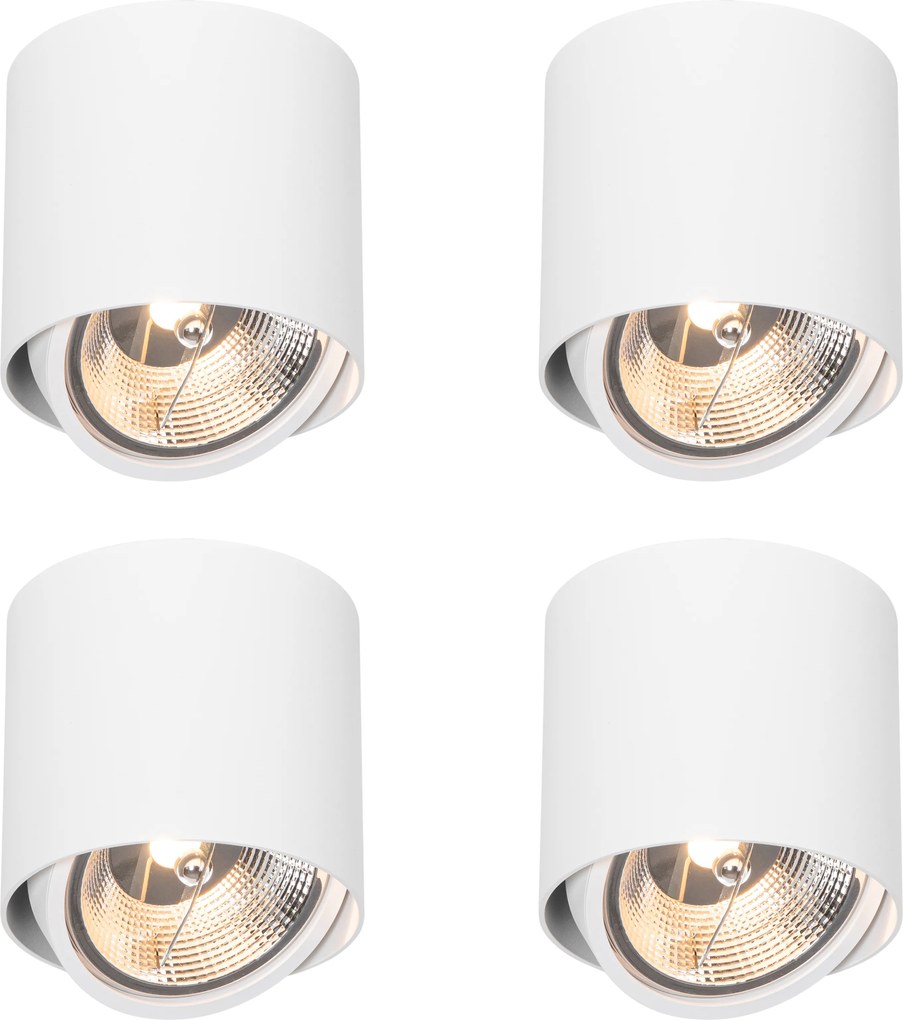 Conjunto de 4 focos de superfície de design branco GU10 111mm - Impact