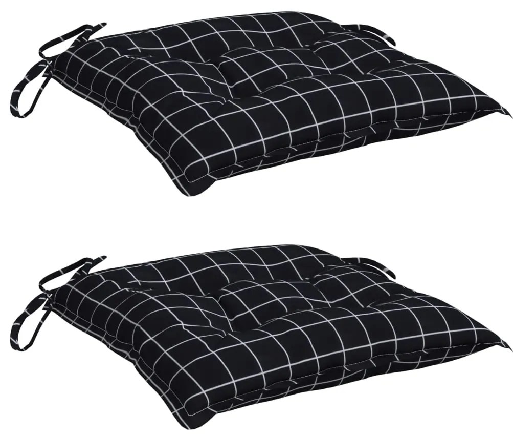 Almofadões p/ cadeira 2pcs 40x40x7cm tecido padrão xadrez preto