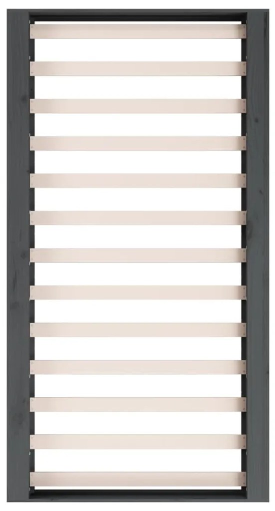 Estrutura de cama casal 135x190 cm madeira maciça cinzento