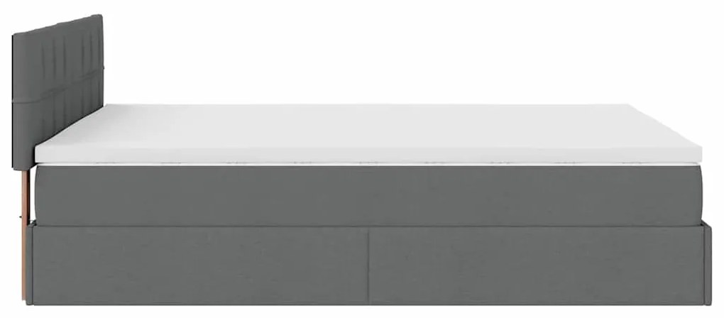 Cama otomana com colchão &amp; LEDs 140x200 cm cinzento escuro
