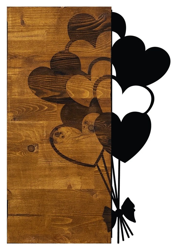 Acessório Decorativo de Parede Love Metal – Nogueira e Preto – 39 x 58