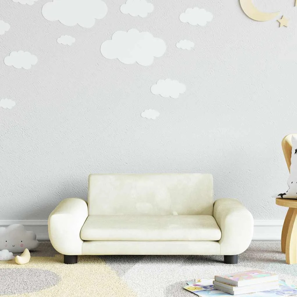Sofá infantil 70x45x33 cm veludo cor creme