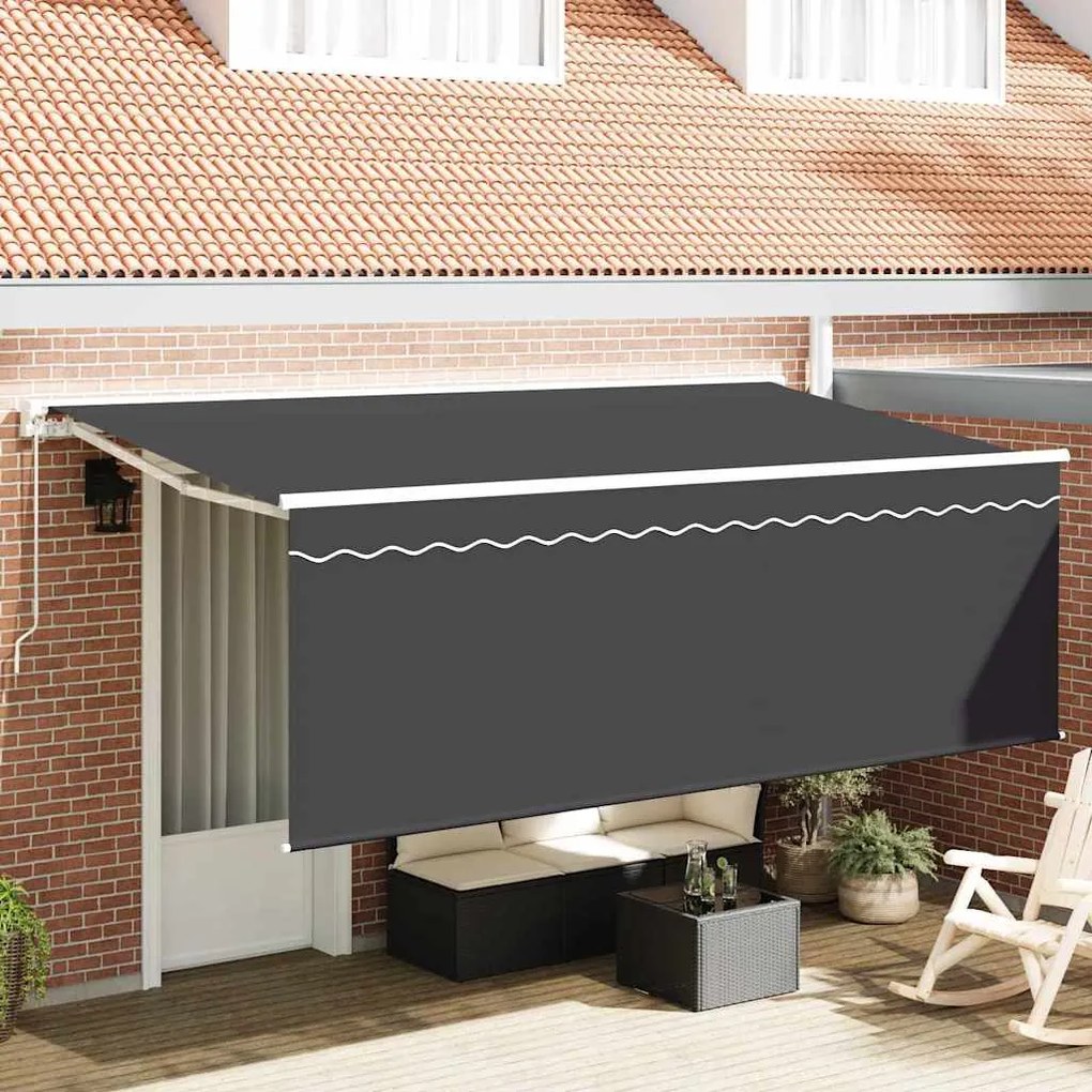 vidaXL Toldo com Cortina Antracite 350 x 200 x 120 cm Tecido, Metal