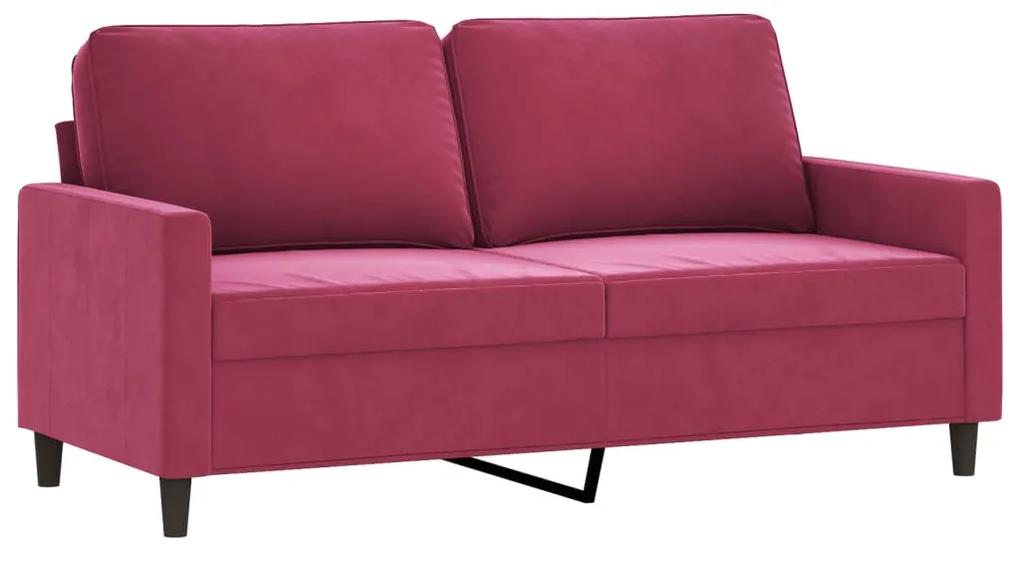 2 pcs conjunto de sofás com almofadões veludo vermelho tinto