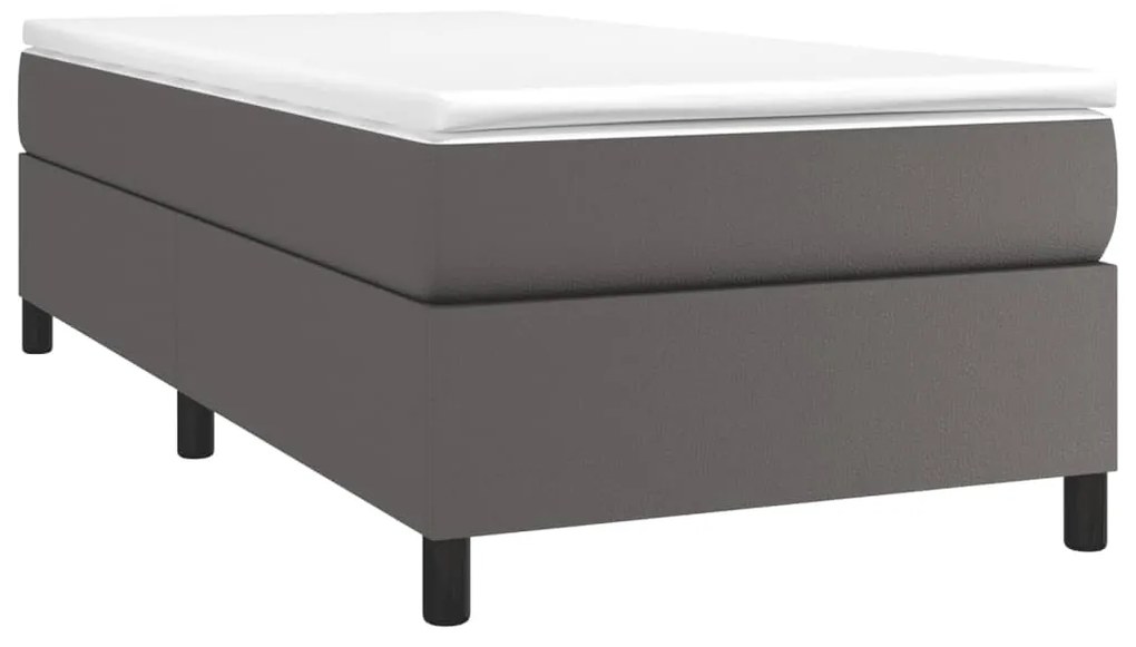 Estrutura de cama 80x200 cm couro artificial cinza