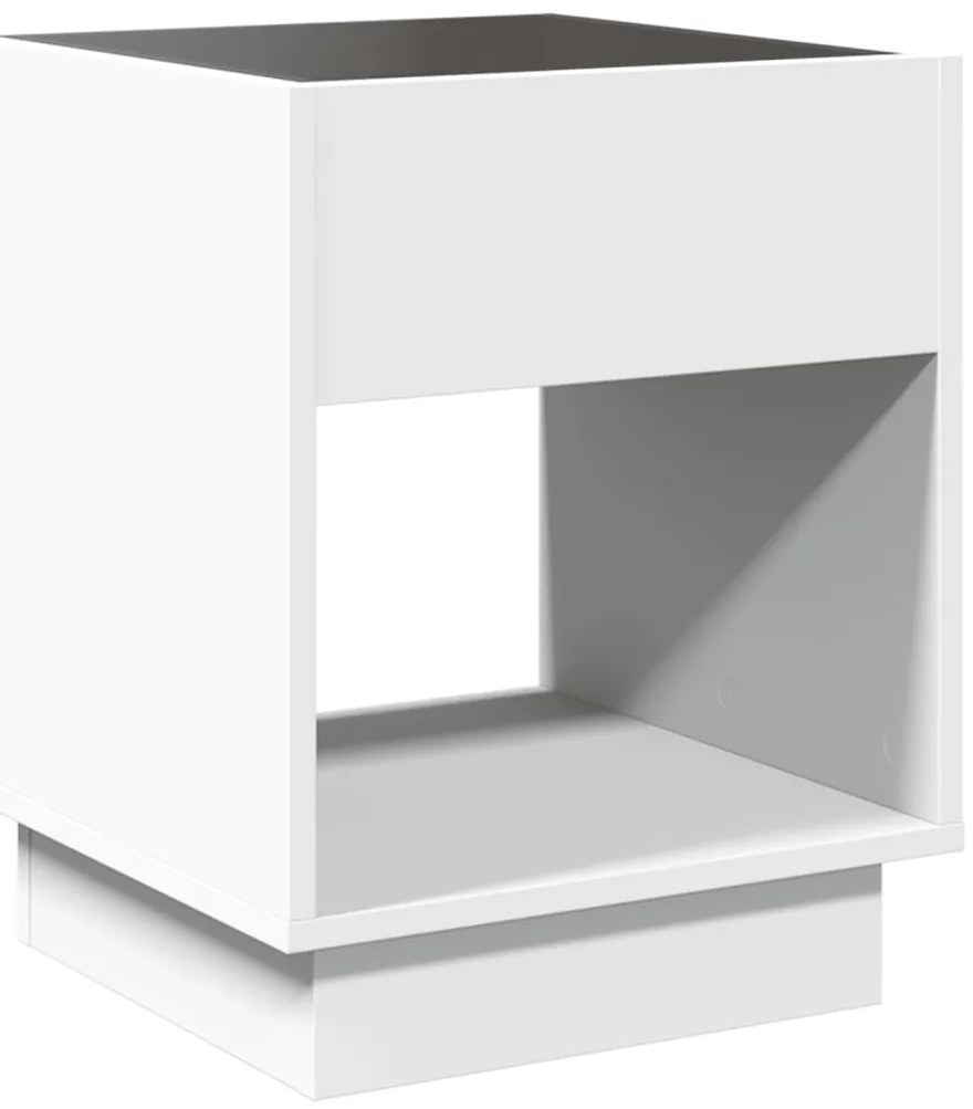 Mesa de cabeceira com luzes LED Infinity 40x40x50 cm branco