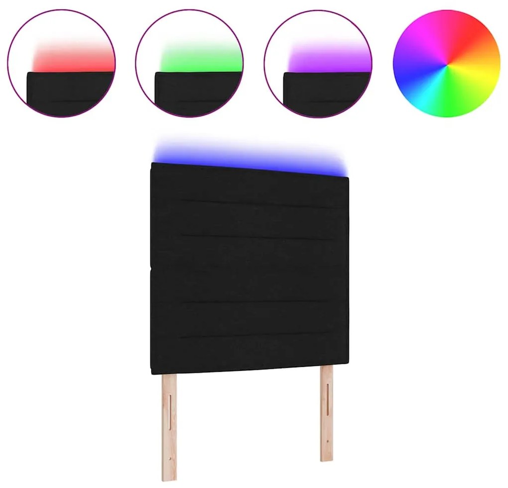 Cabeceira LED Design de Linhas Pretas 80 cm Tecido