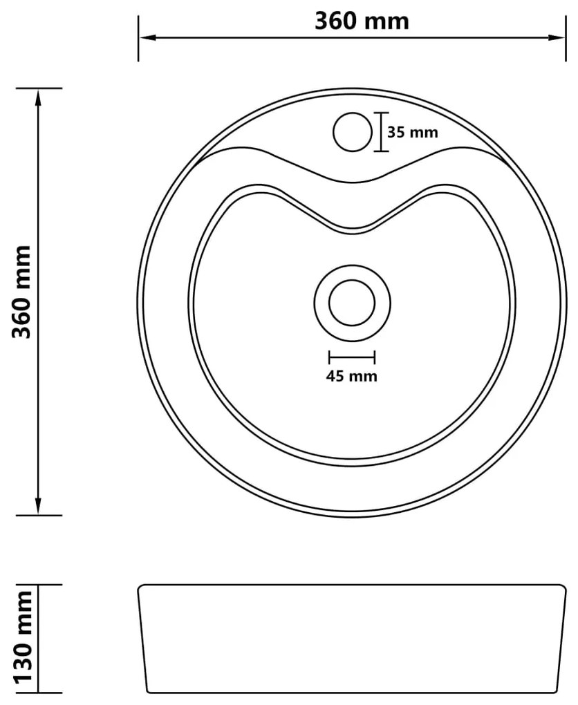 Lavatório com extravasamento 36x13 cm cerâmica branco mate