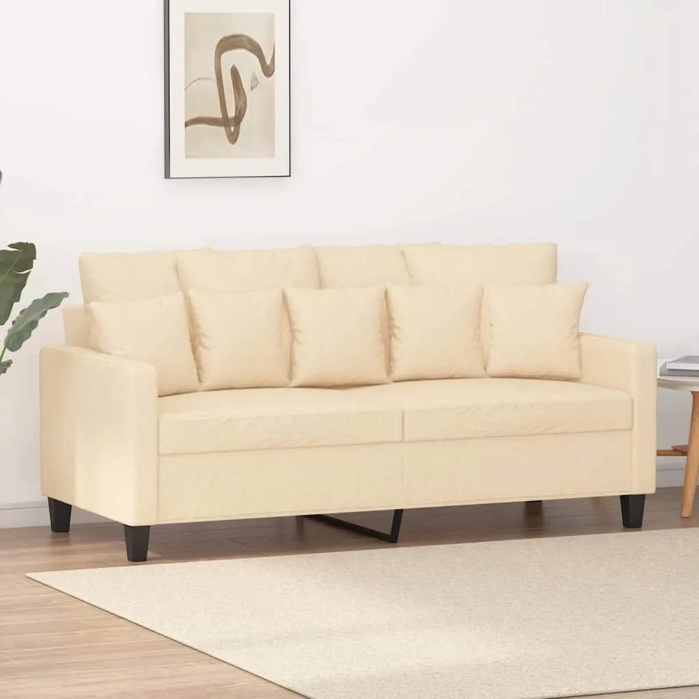 vidaXL Sofá de 2 lugares tecido 140 cm cor creme