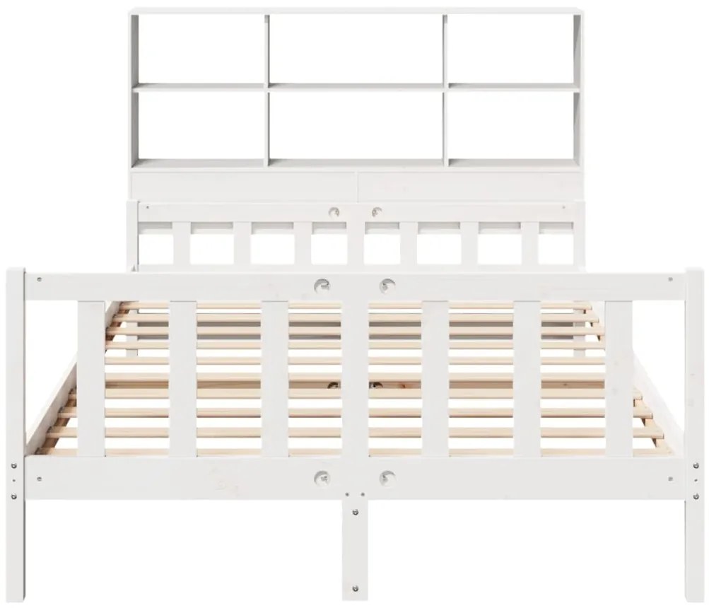 Cama com estante sem colchão 150x200 cm pinho maciço branco