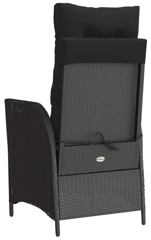 Cadeiras de jardim reclináveis c/ almofadões 2pcs vime PE preto