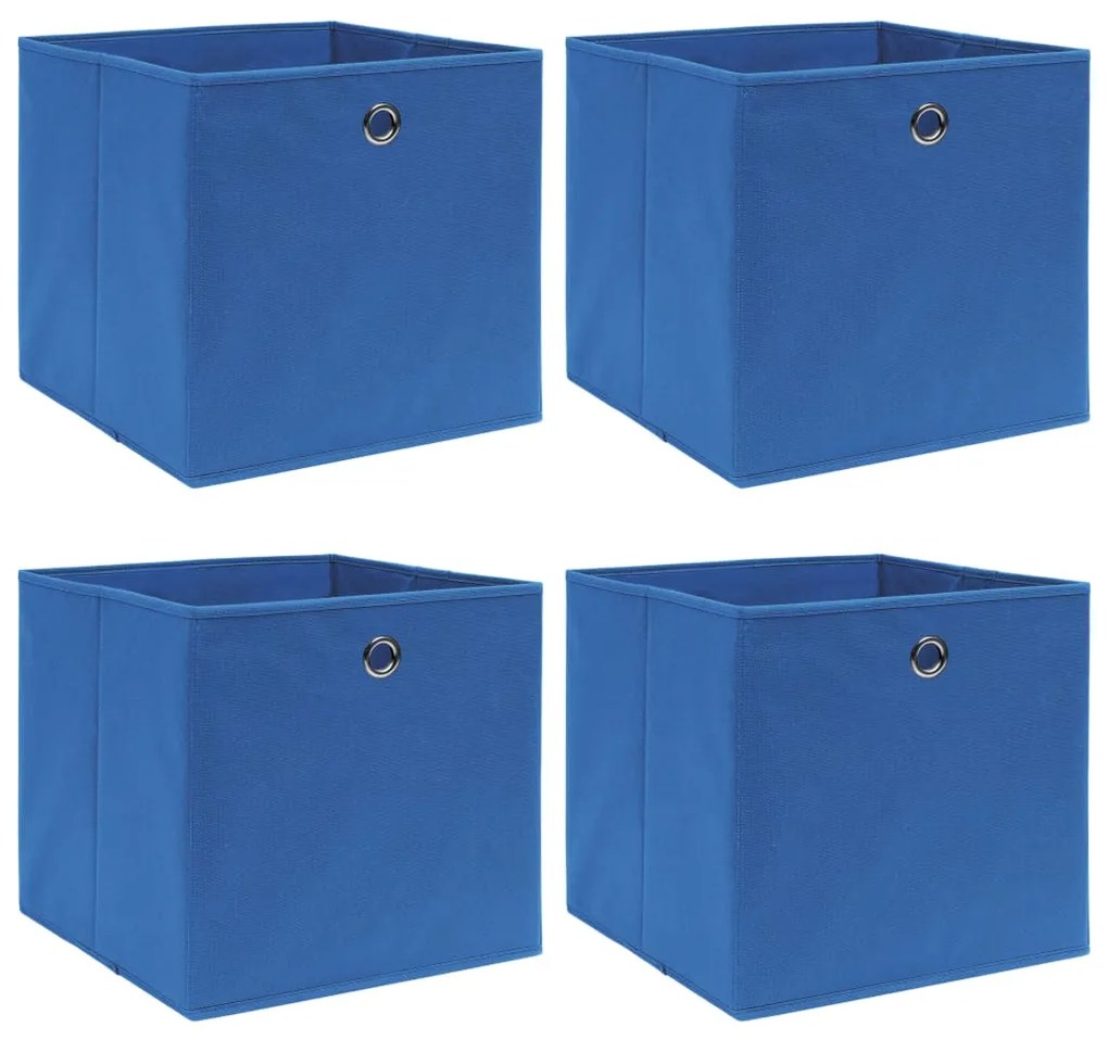 Caixas de arrumação 4 pcs 32x32x32 cm tecido azul