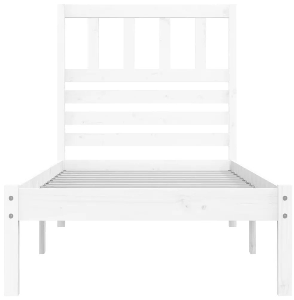 Estrutura cama de solteiro pequena 75x190cm pinho maciço branco