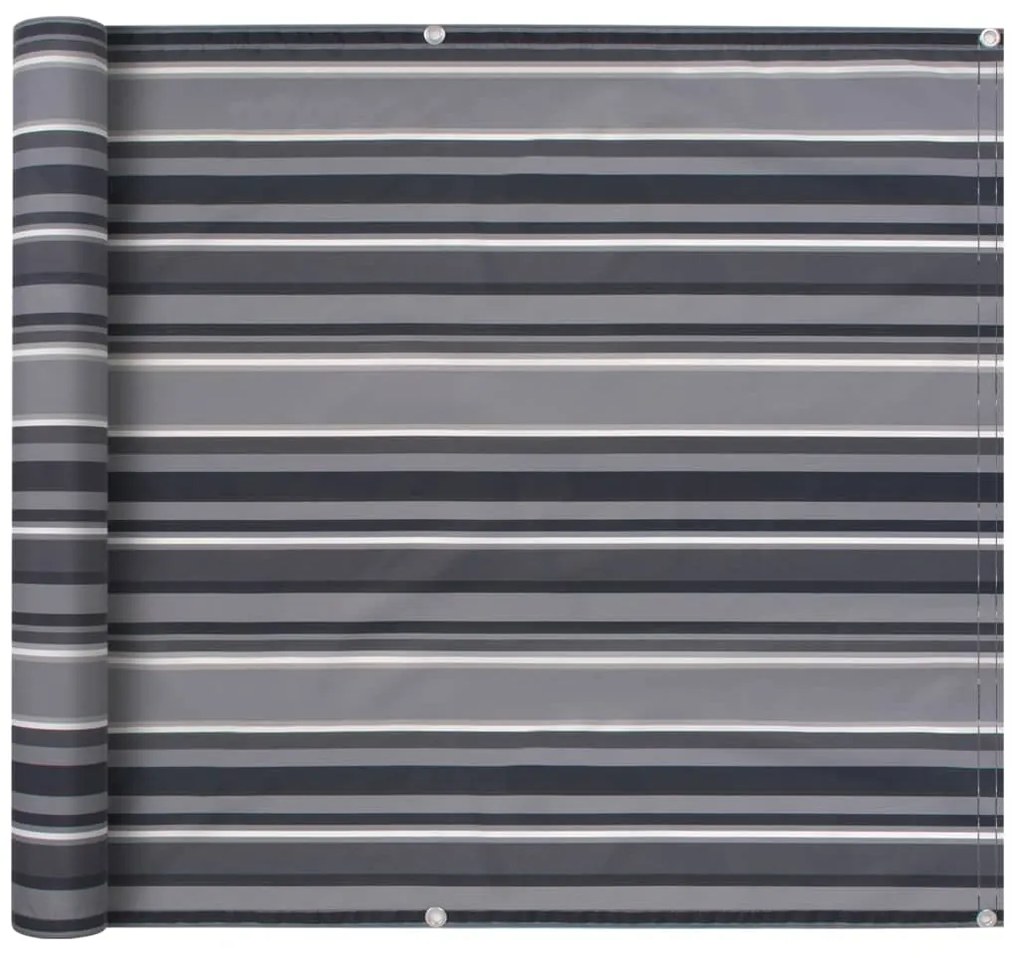 vidaXL Tela para varanda tecido Oxford 75x600 cm riscas cinzentas