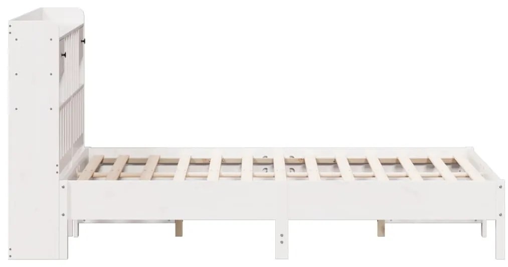Cama com estante sem colchão 140x190 cm pinho maciço branco