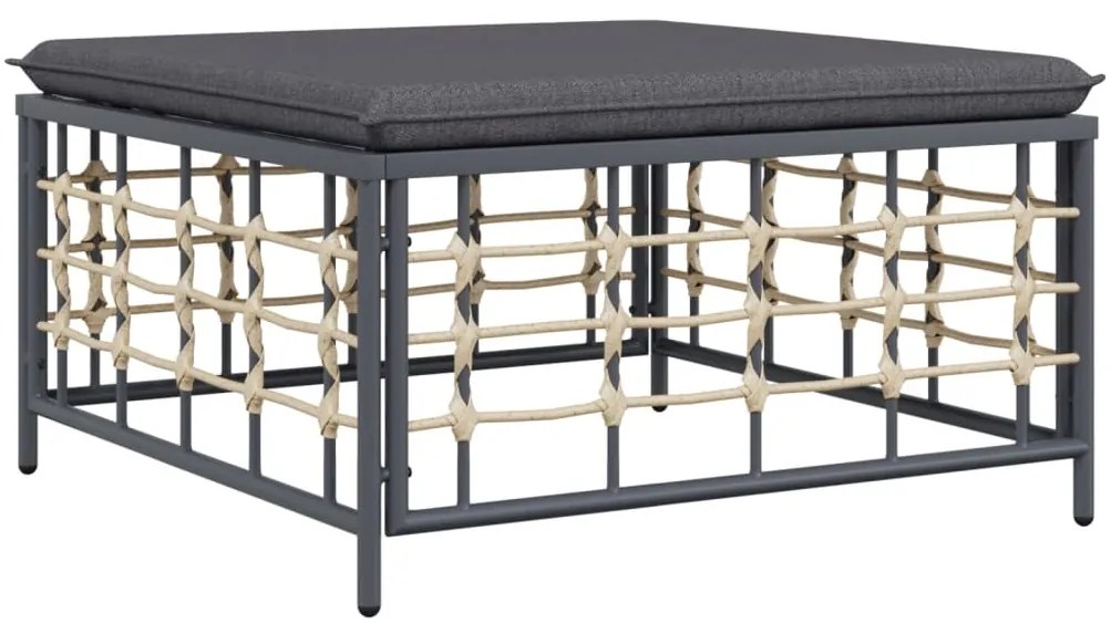 7 pcs conjunto lounge de jardim c/ almofadões vime PE antracite