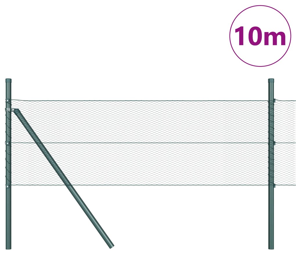 Cerca Hexagonal vidaXL Verde 0.4x10 m Aço
