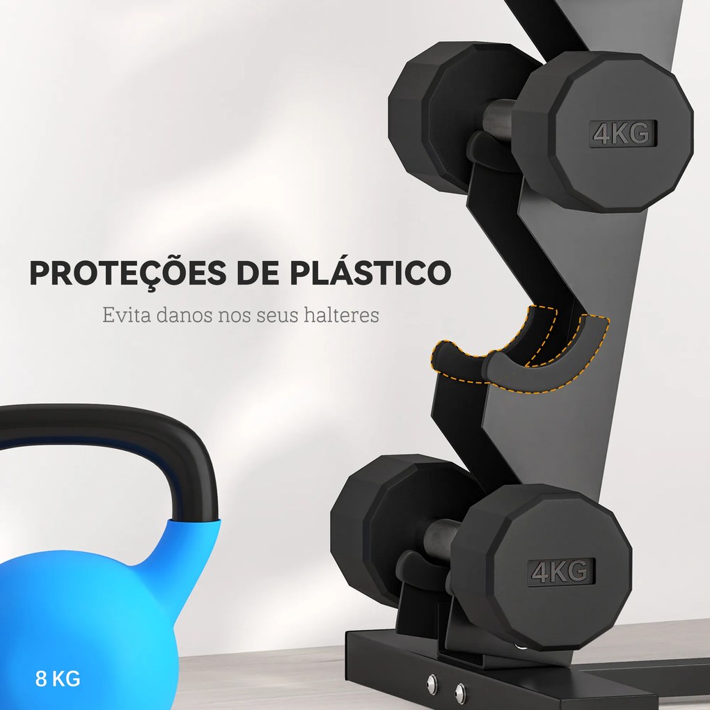 Suporte para Halteres (PESOS NÃO INCLUIDOS) de 5 Níveis Suporte de Armazenamento para Halteres de Aço para Treinamento 35x33x66 cm Preto