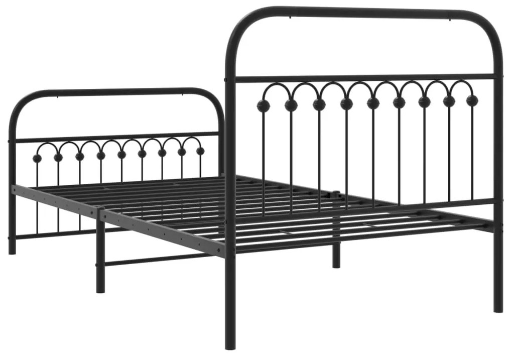 Estrutura de cama com cabeceira e pés 100x200 cm metal preto