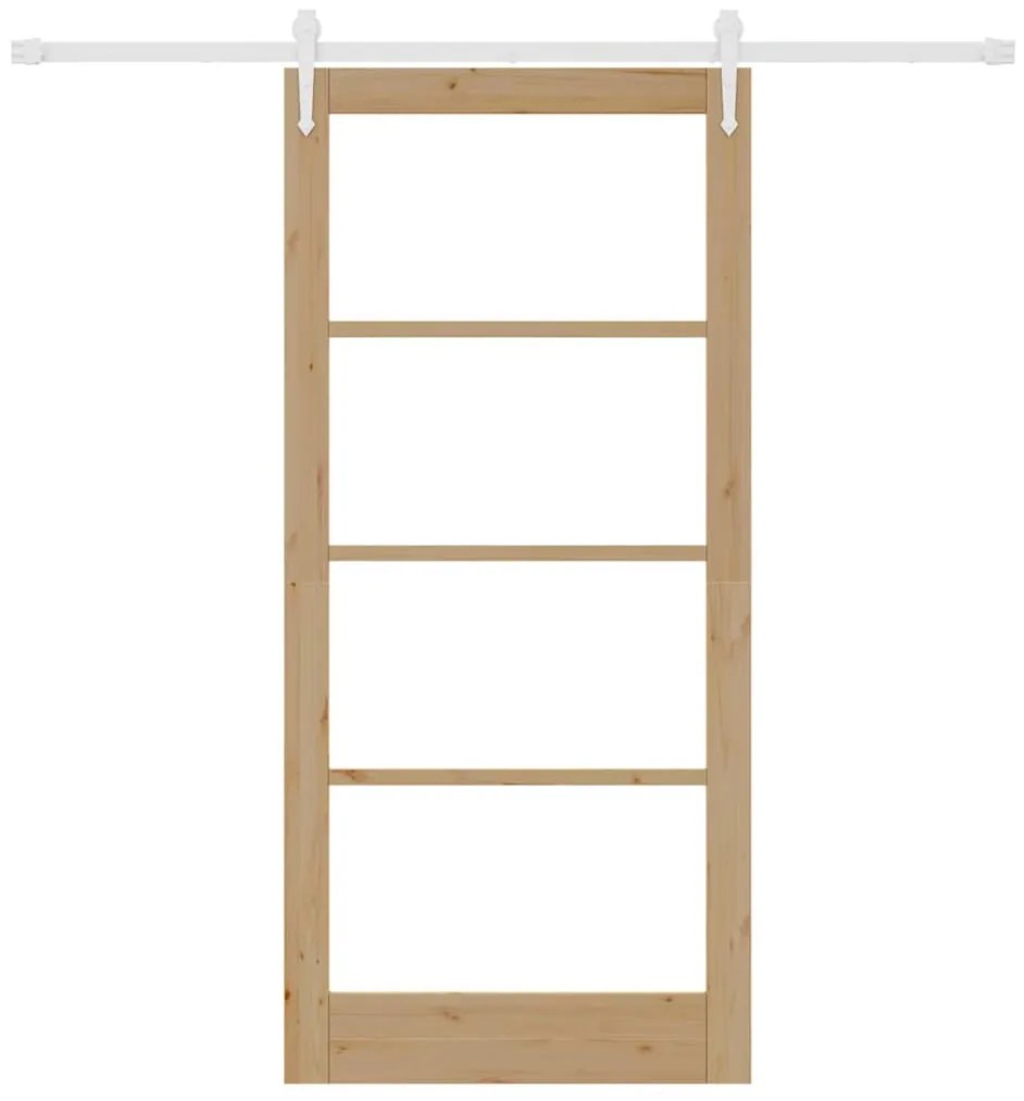 Porta Deslizante com Conjunto de Ferragens 93x202 cm Madeira de Pinho