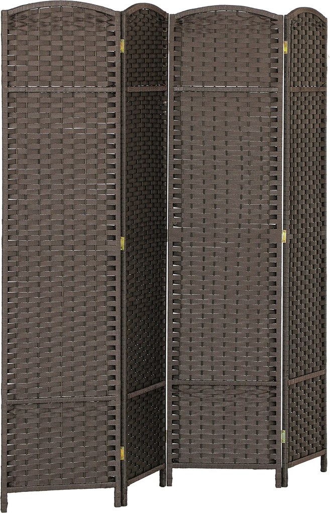 Biombo de 4 Painéis Separador de Ambientes Dobrável 160x170 cm para Sala de Estar Dormitório Escritório Castanho