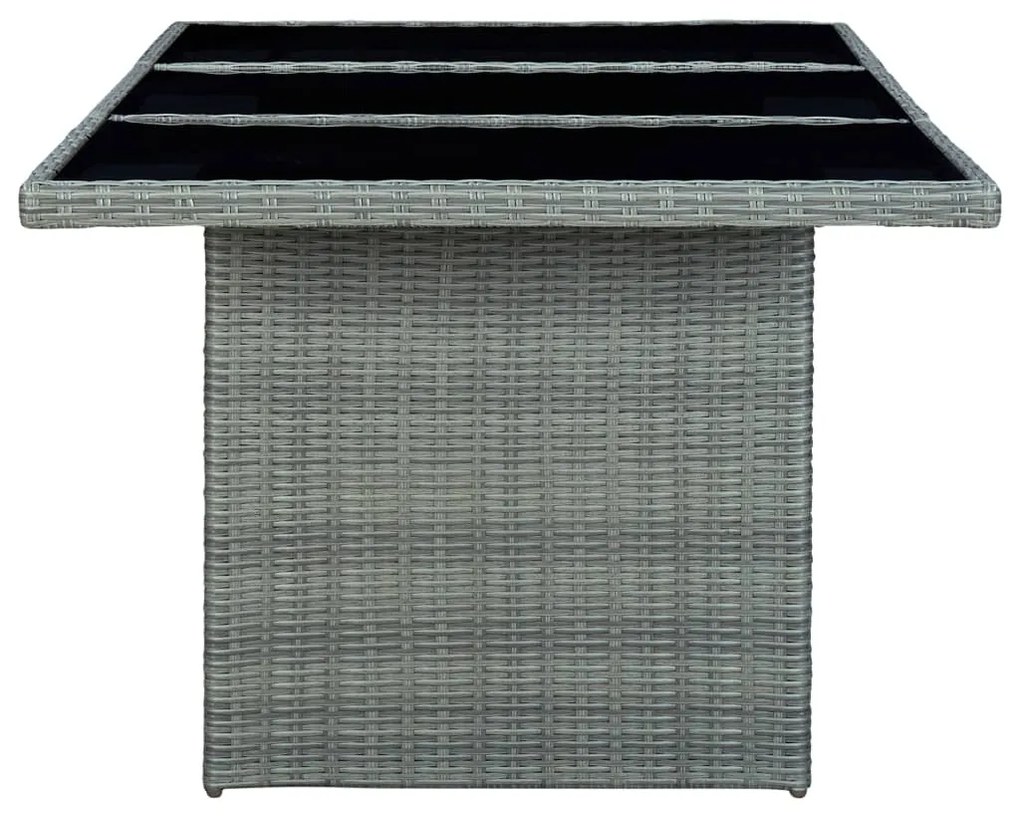 7 pcs conj. jantar exterior + almofadões vime PE cinzento-claro