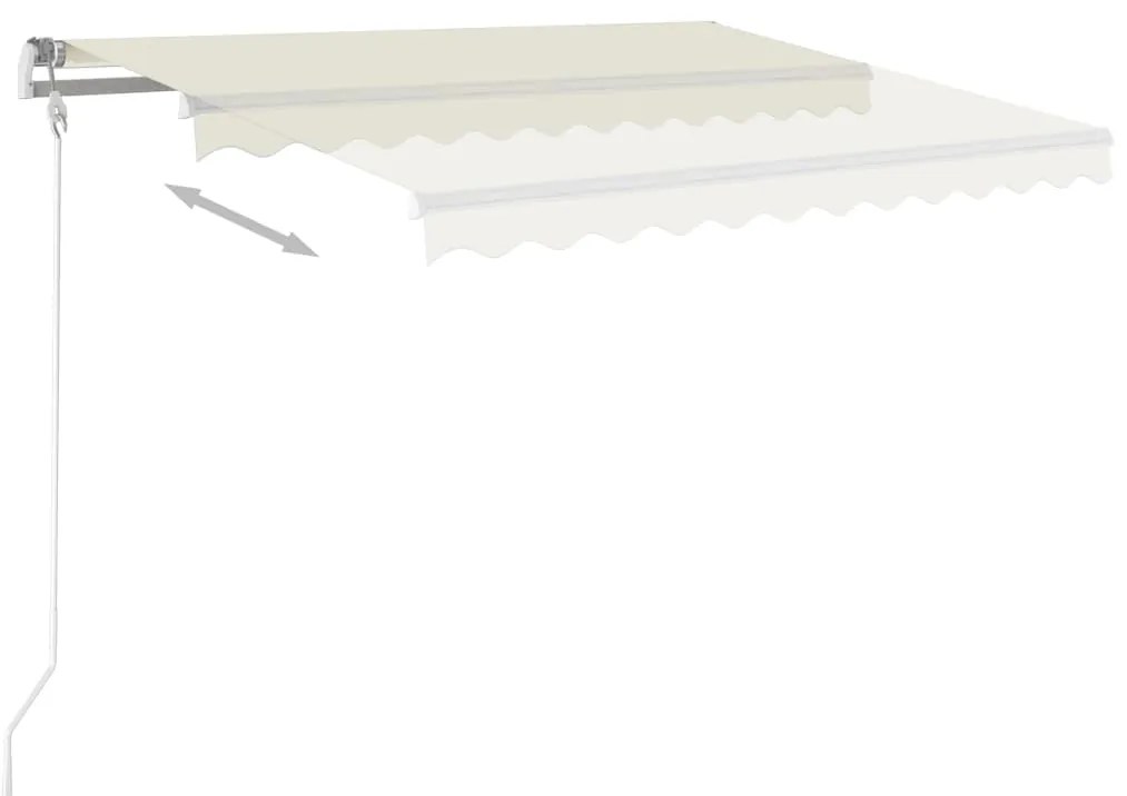 Toldo retrátil manual com LED 3x2,5 m cor creme