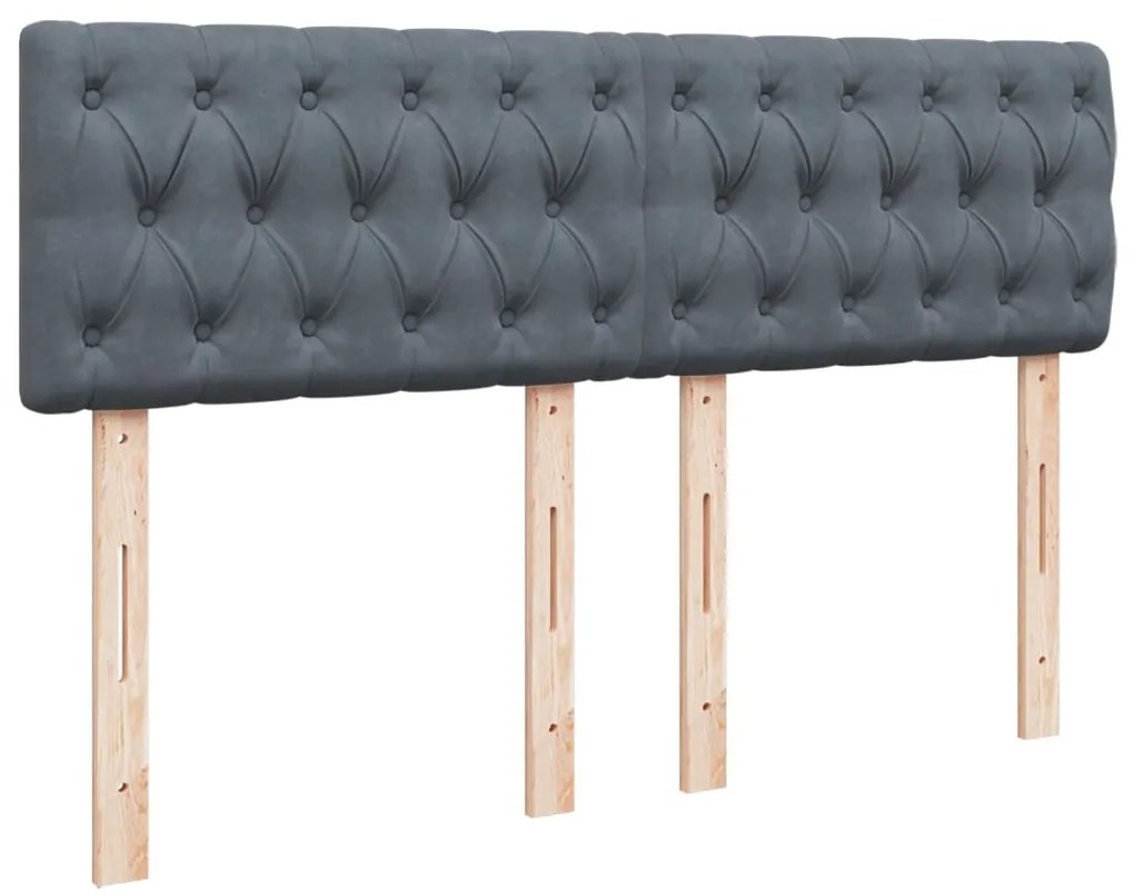 Cama com molas/colchão 160x200 cm veludo cinzento-escuro