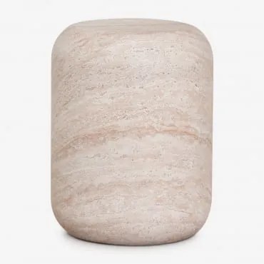 Mesa De Cabeceira Ø35 Cm Em Cimento Fonelas Look Travertino - Sklum