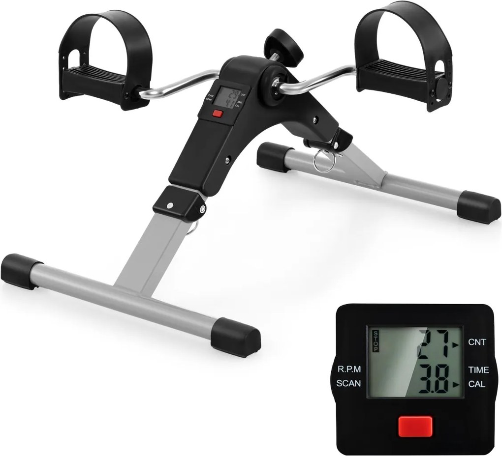 Mini bicicleta de exercício dobrável com resistência ajustável para pernas e braços Máquina de exercício com pedal para escritório em casa Preto