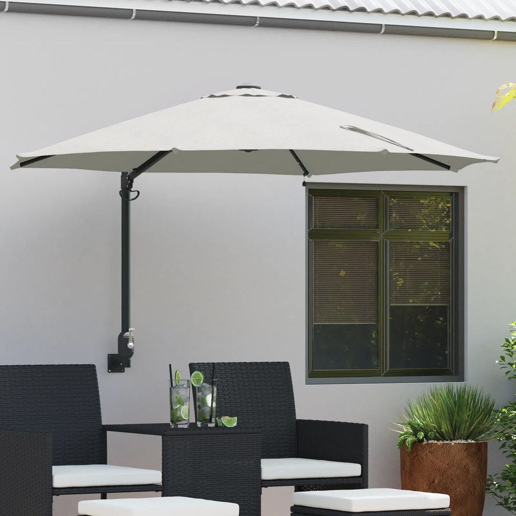 vidaXL Guarda-sol de Jardim Montado na Parede com LEDs Areia 248 cm