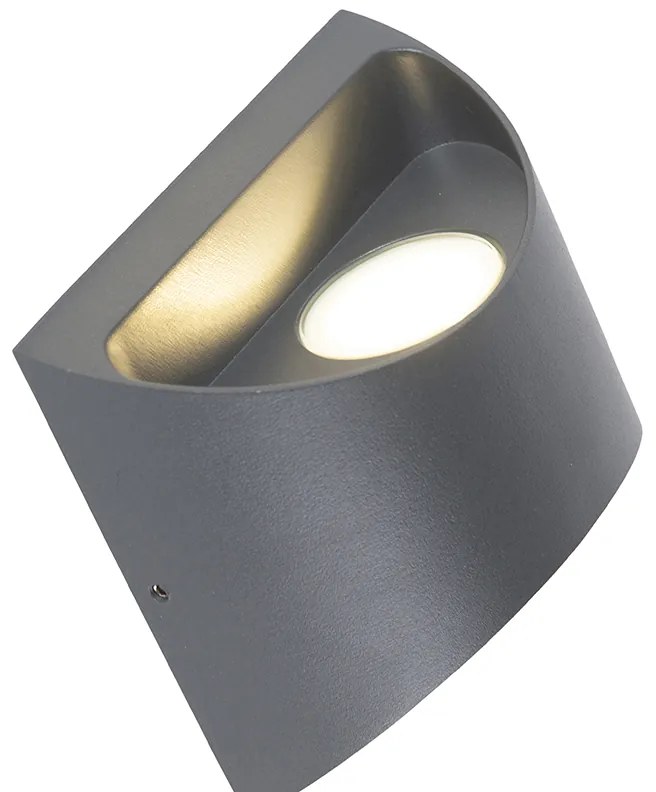 Candeeiro de parede exterior moderno cinzento escuro com LED 2-luzes IP54 - Mal Moderno