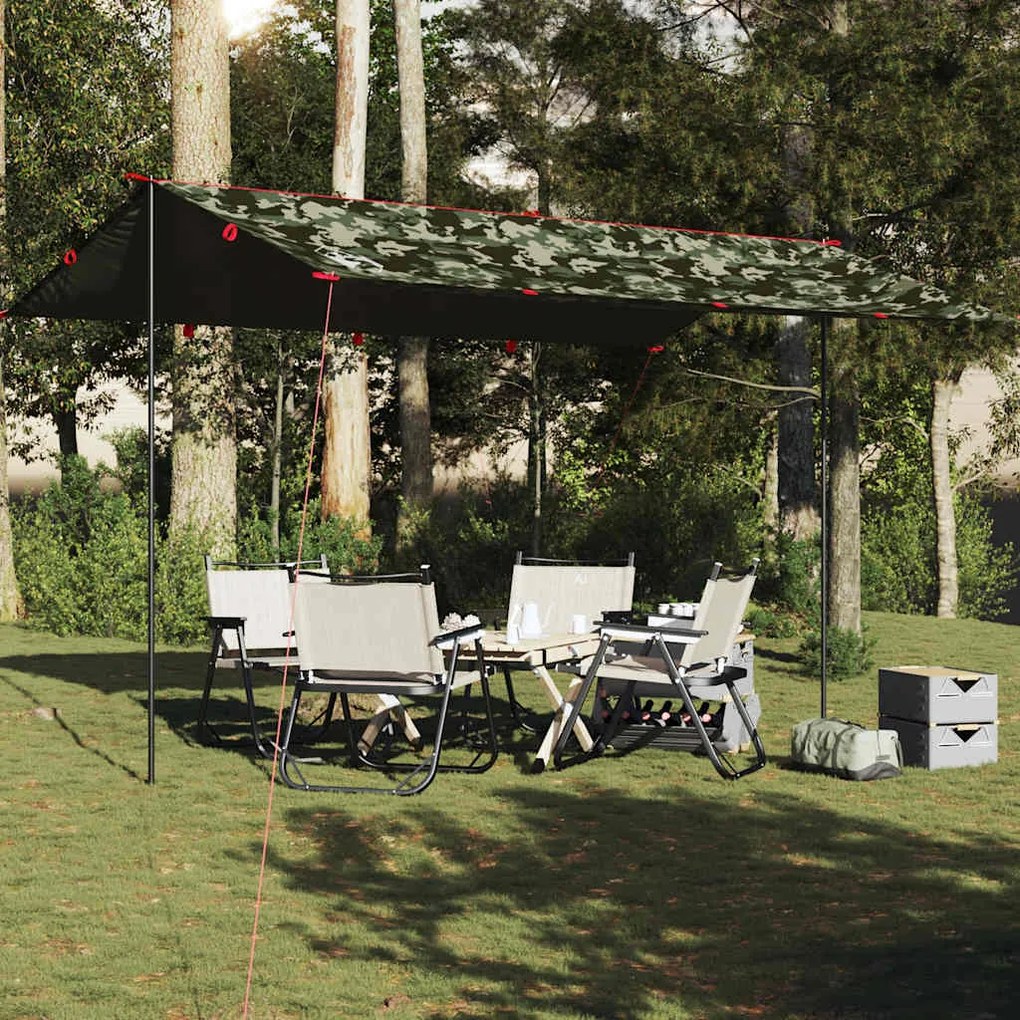 vidaXL Lona de campismo 506x306 cm impermeável camuflagem