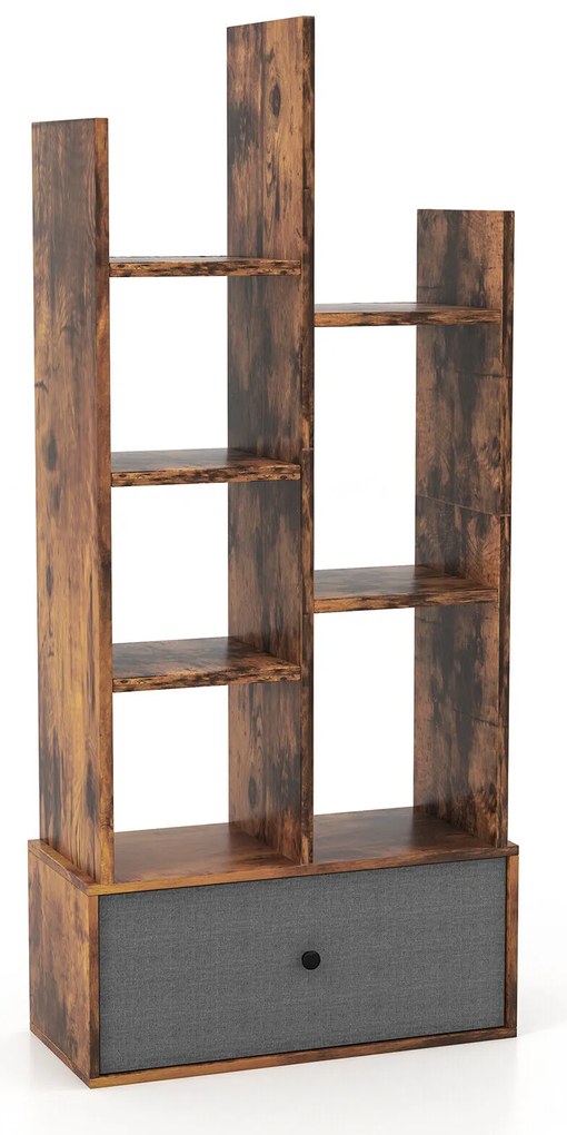 Estante aberta de 7 níveis com gaveta - branca