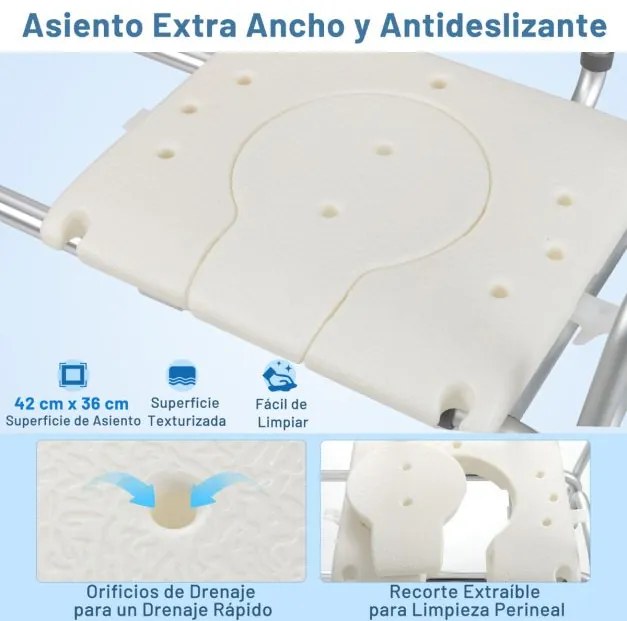 Banco de transferência para banheira ajustável em altura com assento, encosto, apoios para os braços e cinto de segurança