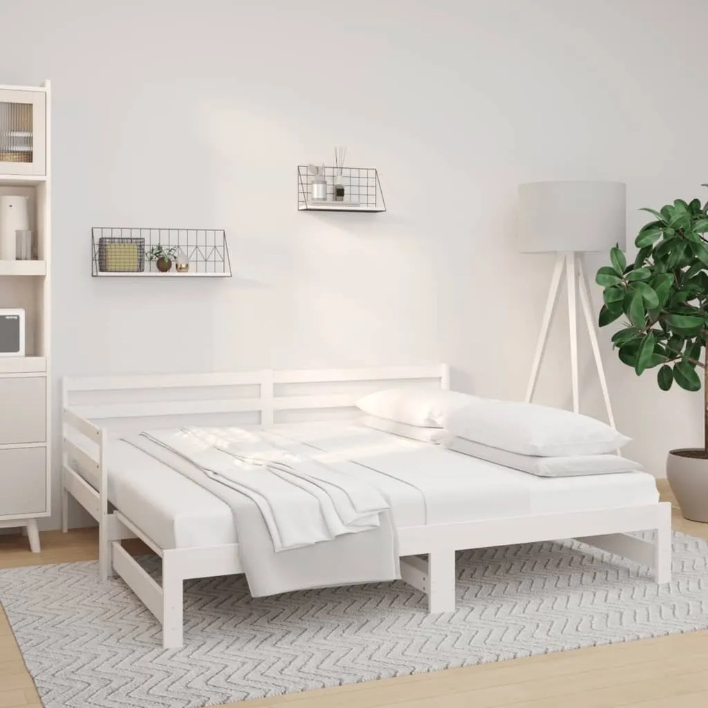 vidaXL Sofá-cama de puxar 2x(80x200) cm pinho maciço branco